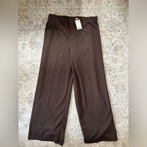H&M Brown Pinstripe Wide Leg Pants
